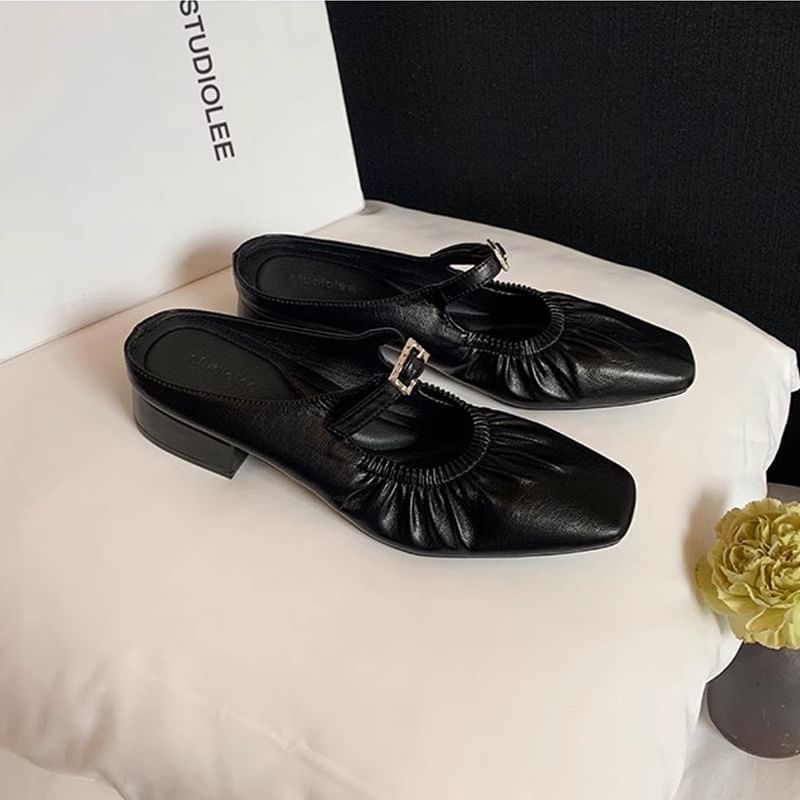 Square Heel Toe Low Mules