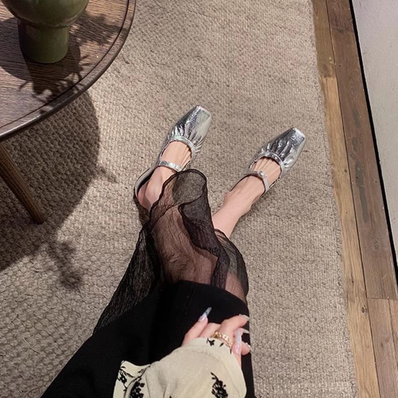 Square Heel Toe Low Mules