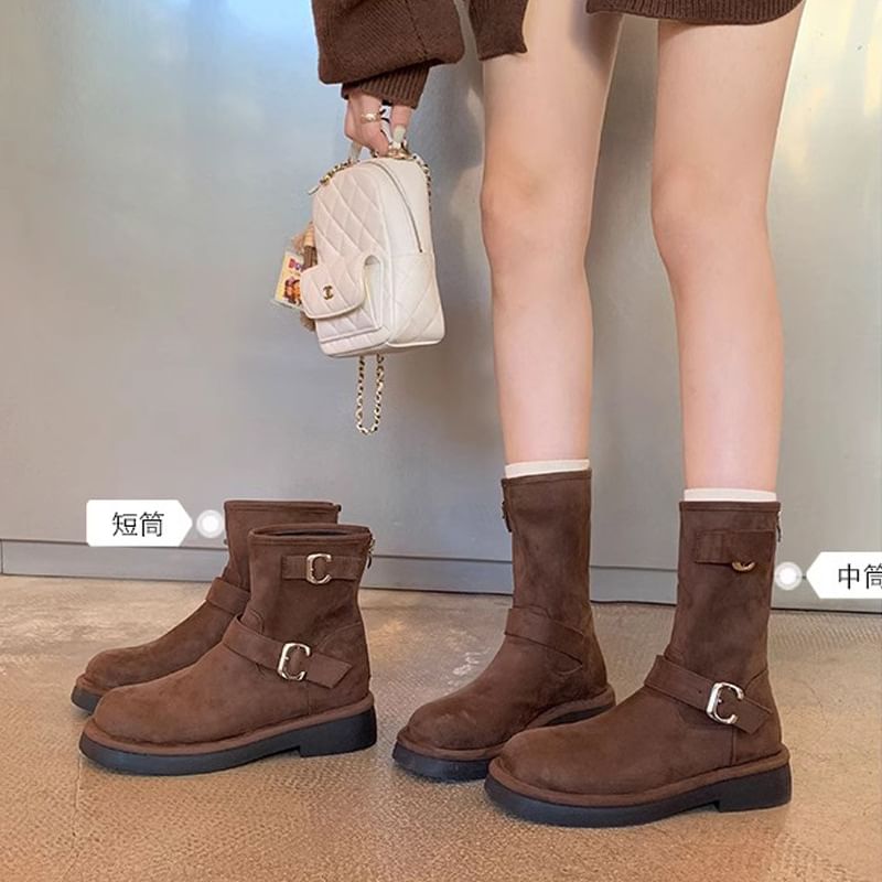 Buckled Faux Suede Boots Designs) (Various