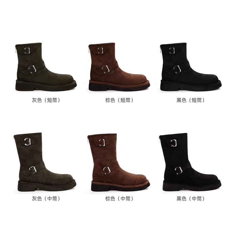 Buckled Faux Suede Boots Designs) (Various
