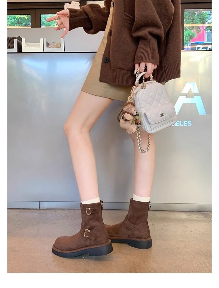Buckled Faux Suede Boots Designs) (Various