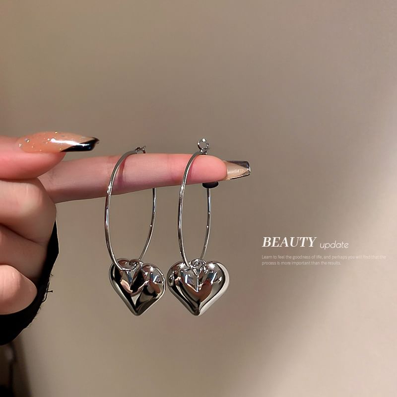 Earring Designs) (Various Dangle Heart Hoop Alloy