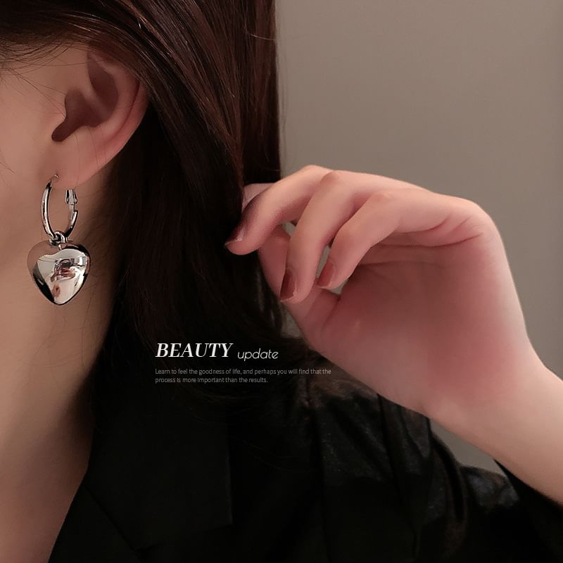 Earring Designs) (Various Dangle Heart Hoop Alloy