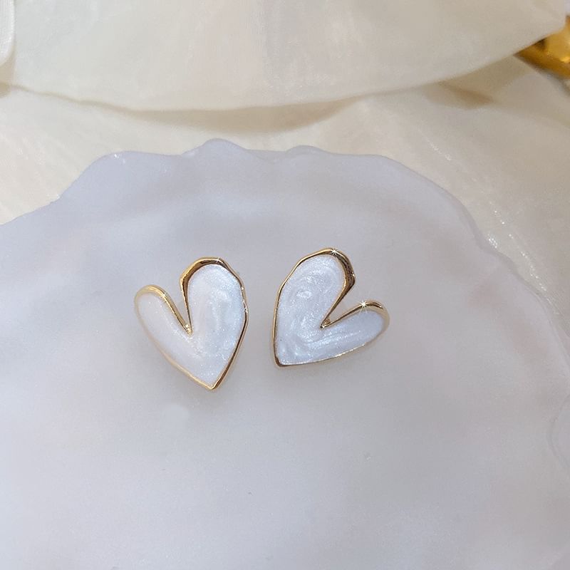 Ear Stud Glaze / Asymmetrical Heart Leaf Cuff Dangle Alloy Butterfly Earring