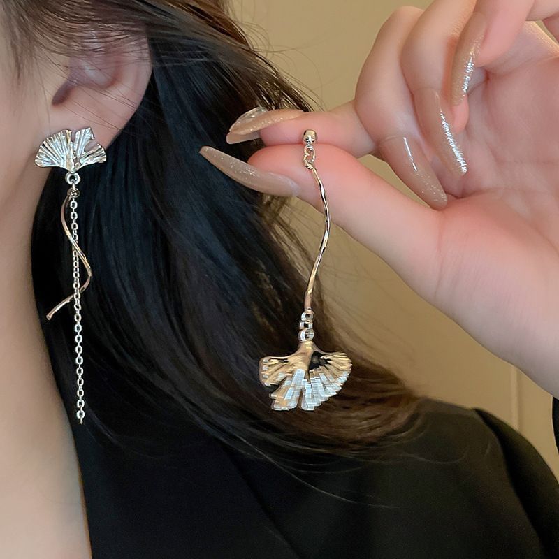 Ear Stud Glaze / Asymmetrical Heart Leaf Cuff Dangle Alloy Butterfly Earring