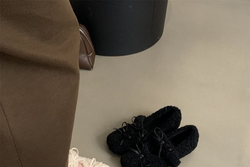 Bow Jane Hidden Mary Wedge Square Toe Shoes Fleece