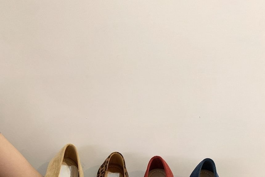 Faux T-Strap Square Suede Toe Flats