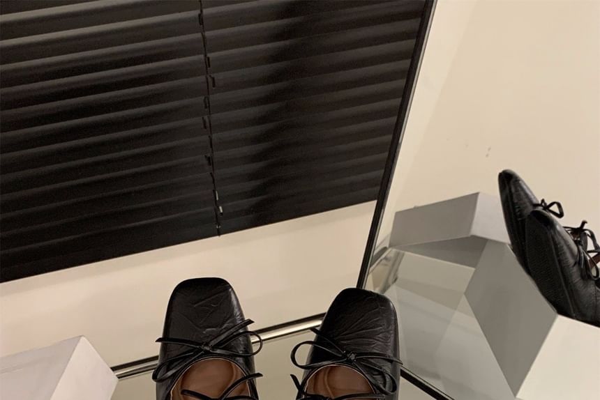 Bow Jane Heel Mary Pumps Square Block Toe