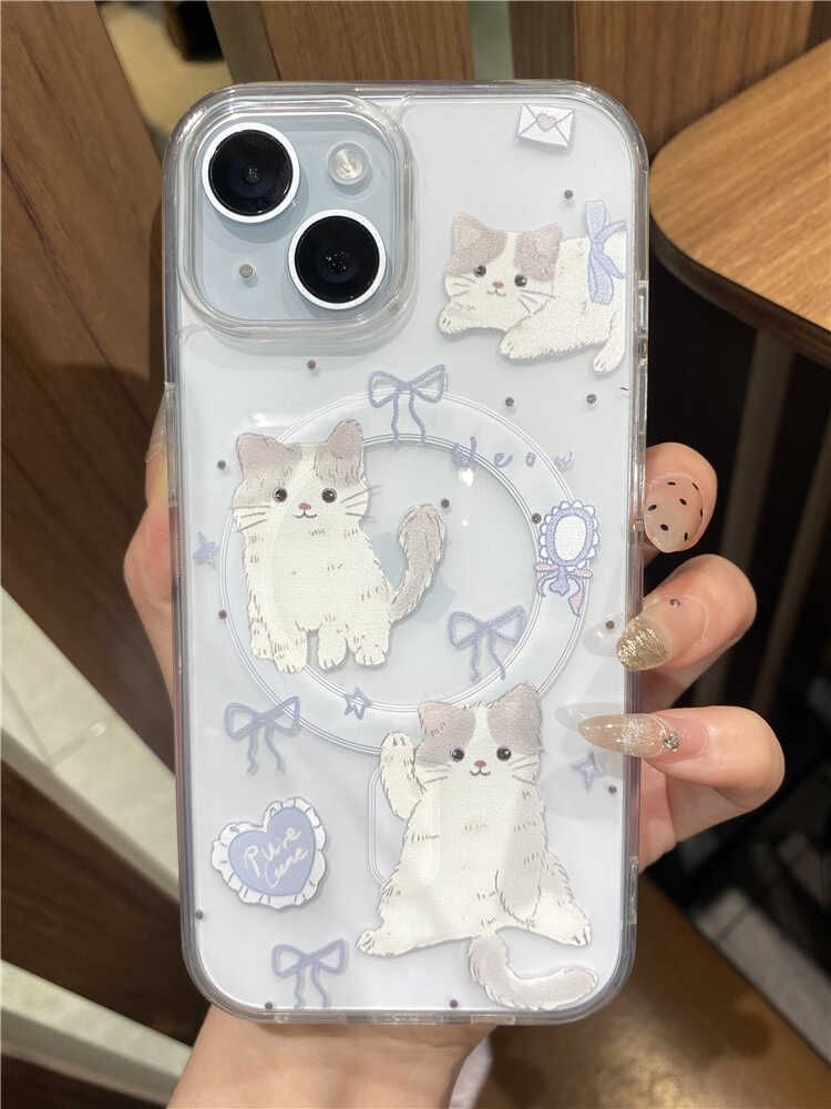 with Case (Compatible MagSafe) Cat Magnetic Phone