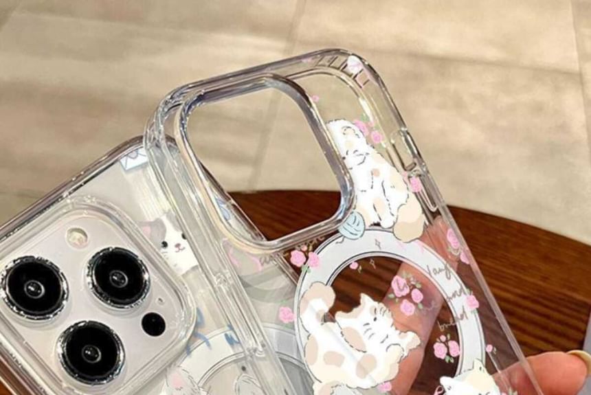 with Case (Compatible MagSafe) Cat Magnetic Phone