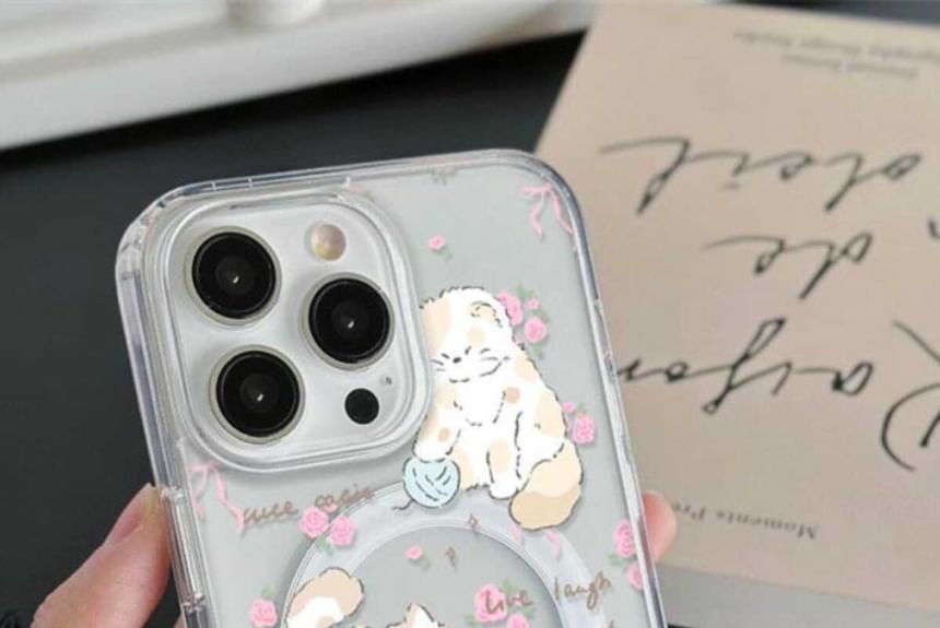 with Case (Compatible MagSafe) Cat Magnetic Phone