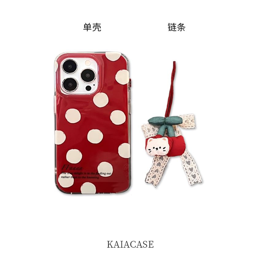 Set / Cherry Dot Polka Charm Phone Case