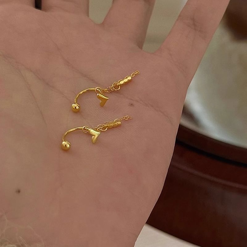 Threader Earring Heart Alloy