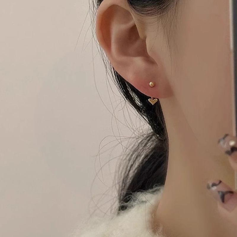 Threader Earring Heart Alloy