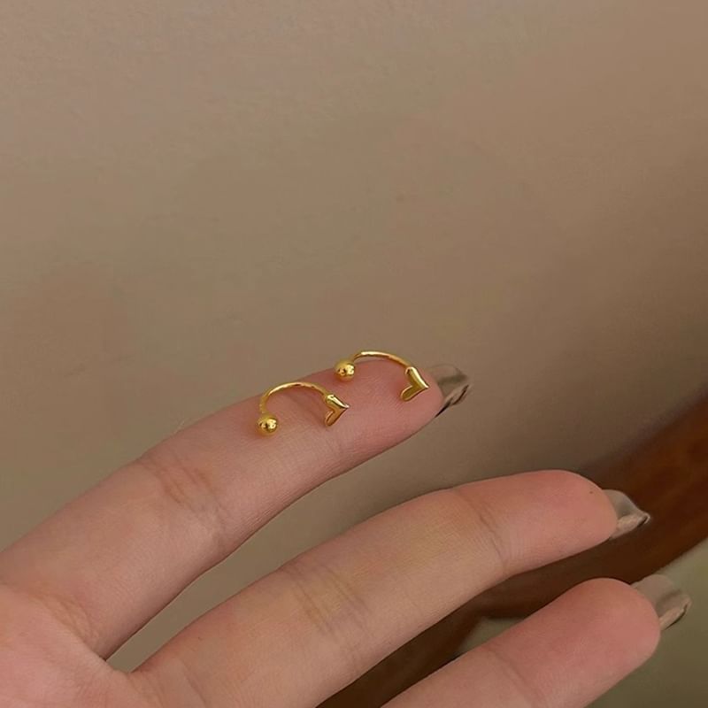Threader Earring Heart Alloy