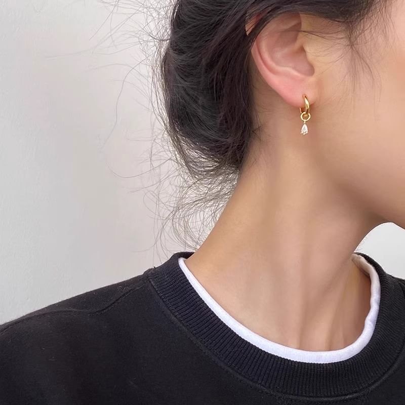 Earring Huggie Drop Rhinestone 3: Set Alloy + of