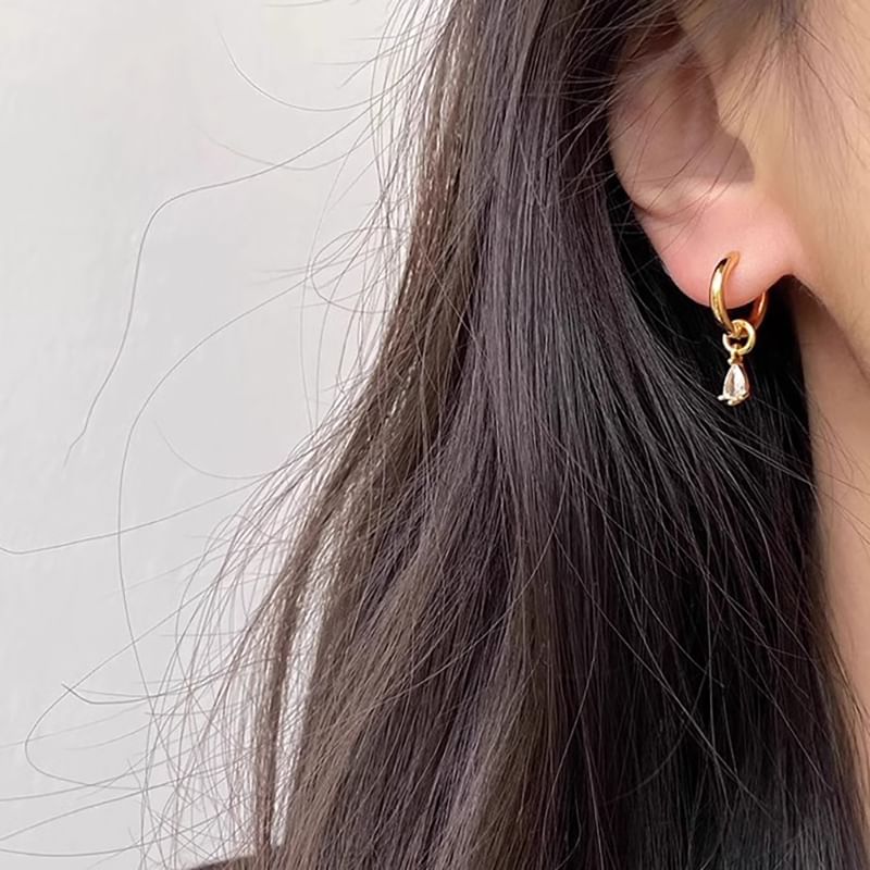 Earring Huggie Drop Rhinestone 3: Set Alloy + of