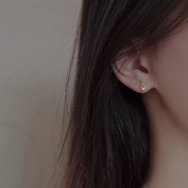 Stud Earring Music Asymmetrical Note Alloy Guitar Rhinestone