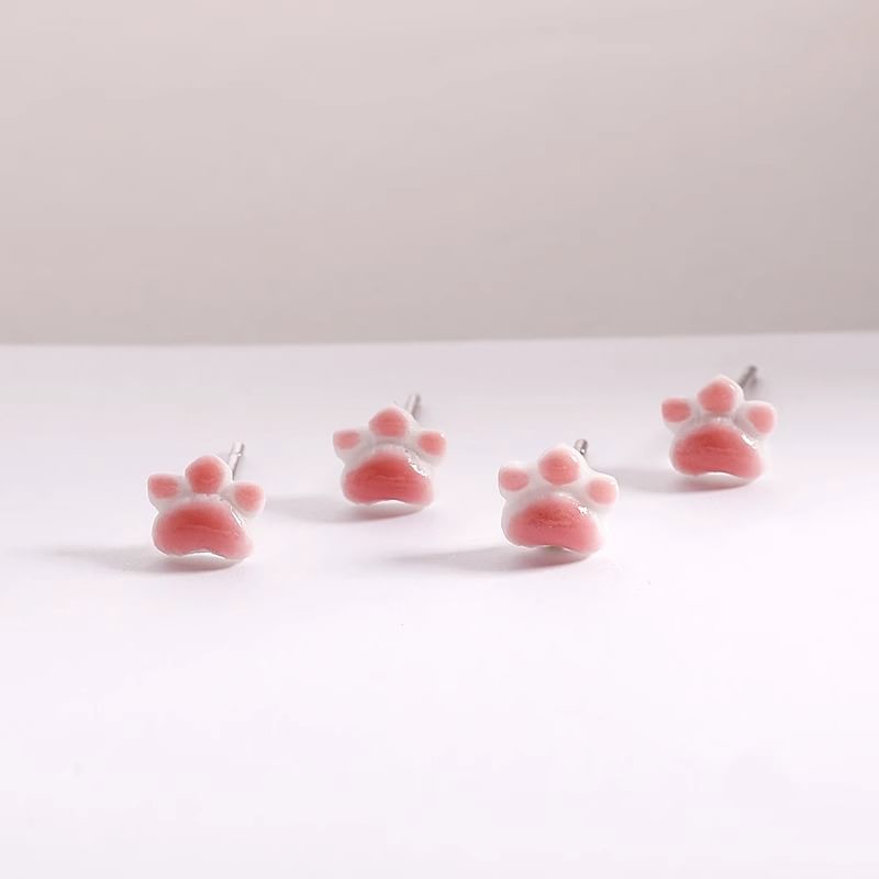 Paw Earrings Cat Ceramic
