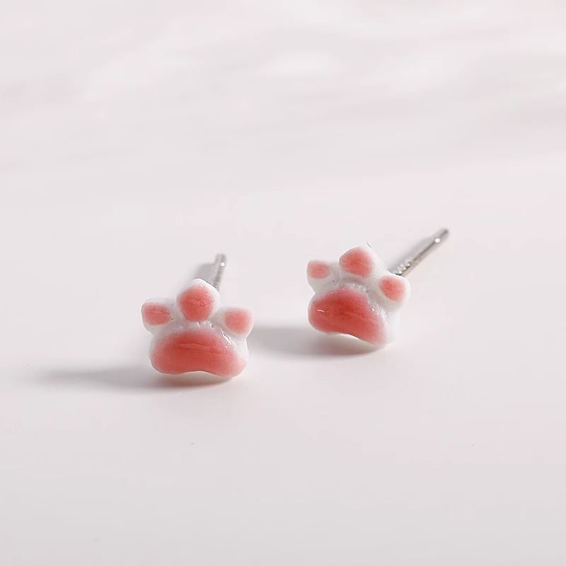 Paw Earrings Cat Ceramic