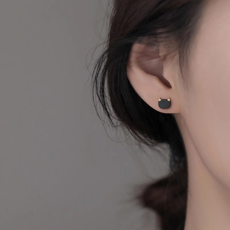 Cat Earring Ceramic Stud