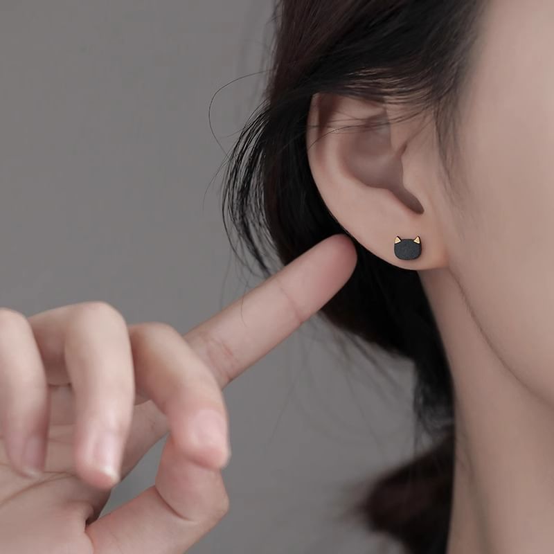 Cat Earring Ceramic Stud