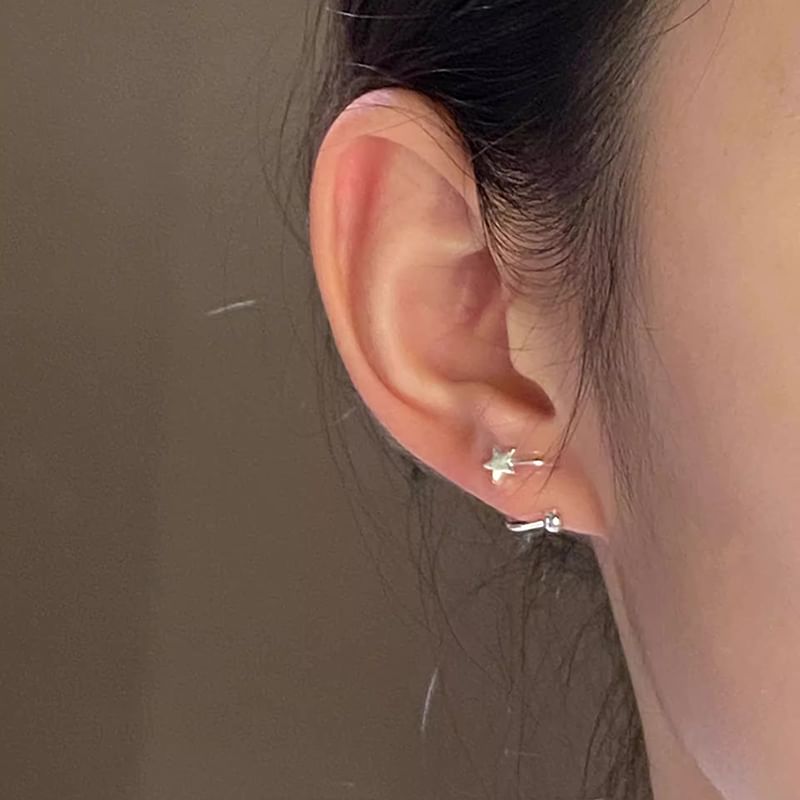 Jacket Heart Bead Star / Ear Alloy