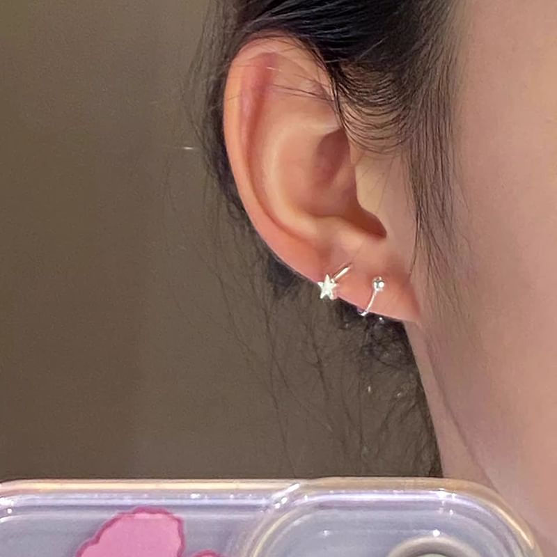 Jacket Heart Bead Star / Ear Alloy