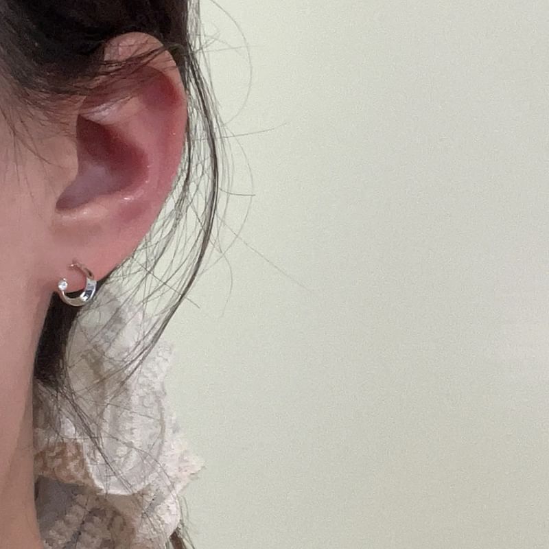 Stud Earring Rhinestone Moon Alloy