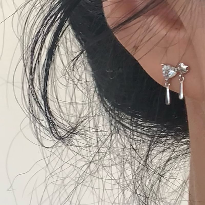 Drop Alloy Heart Rhinestone Earring
