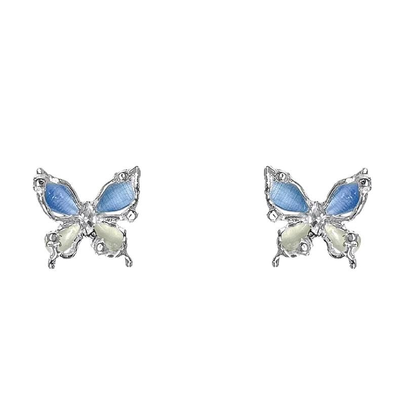 Faux Stone Cat Earring Stud Butterfly Alloy Eye