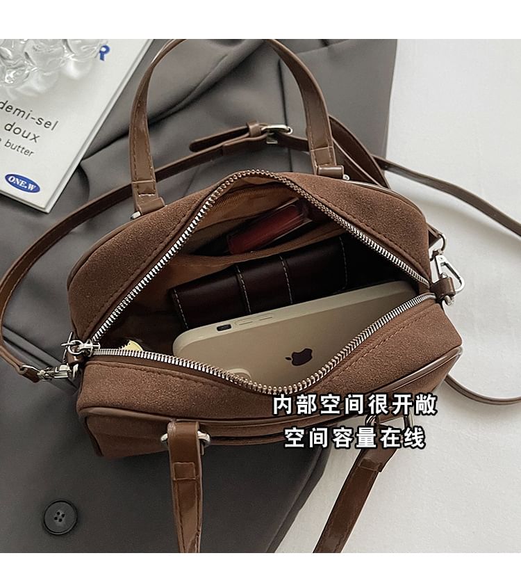 Suede Top Baseball Bag Handle / Set Charm Faux Crossbody