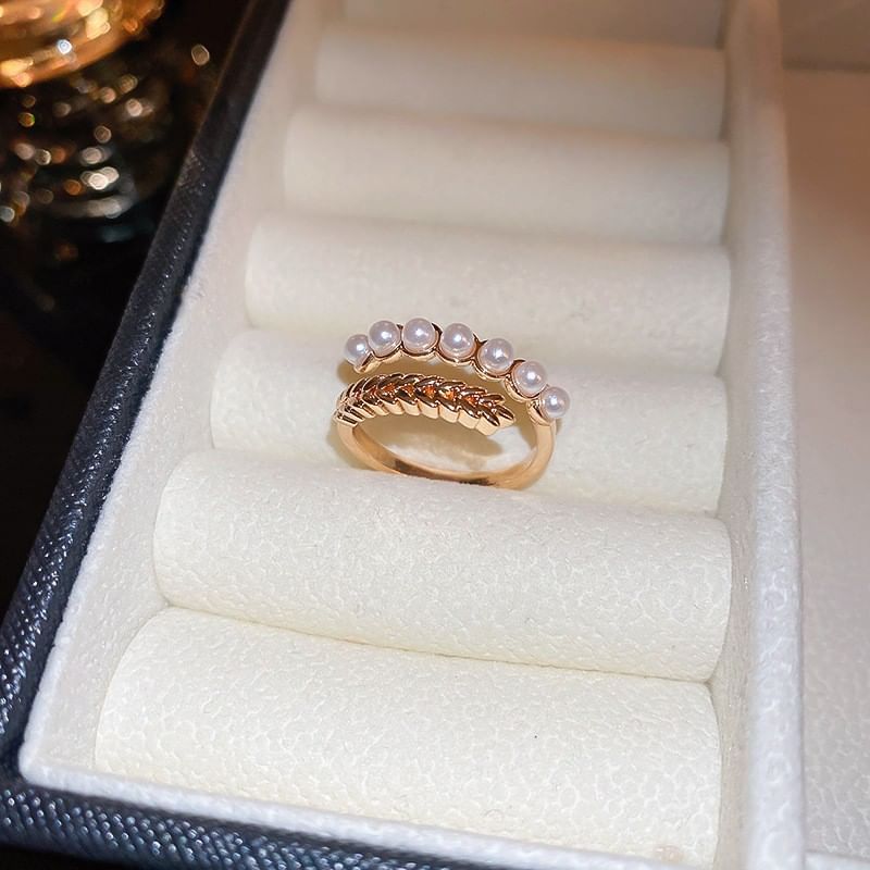 Freshwater Rhinestone Pearl Open Ring