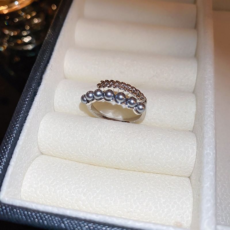 Freshwater Rhinestone Pearl Open Ring