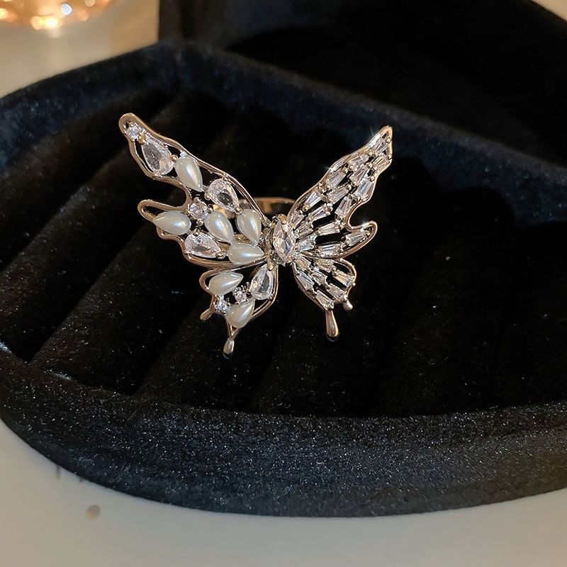 Pearl Ring Rhinestone Freshwater