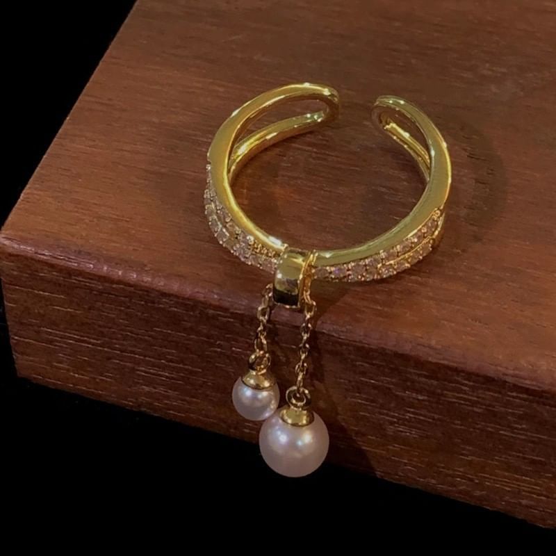 Pearl Ring Rhinestone Freshwater