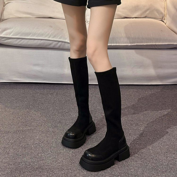 Platform Faux Tall Suede Boots