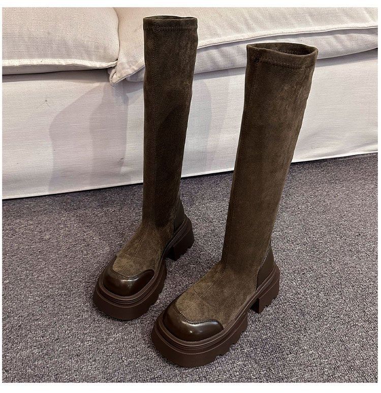 Platform Faux Tall Suede Boots