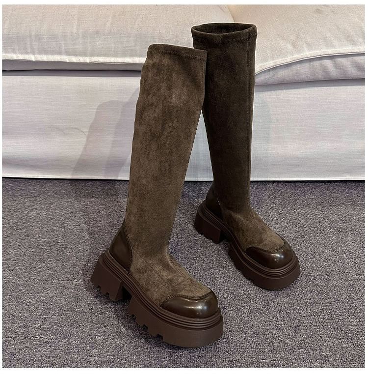 Platform Faux Tall Suede Boots