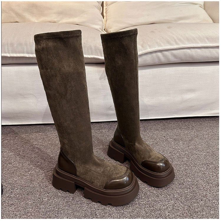 Platform Faux Tall Suede Boots