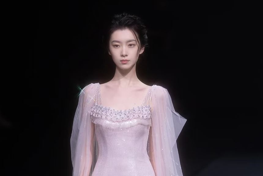 Lace Sheath Evening Trim Plain Spaghetti Gown Strap