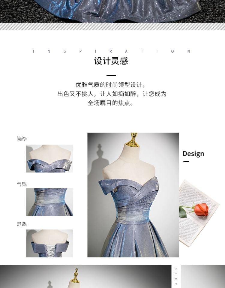 Evening Glossy A-Line Gown Strapless