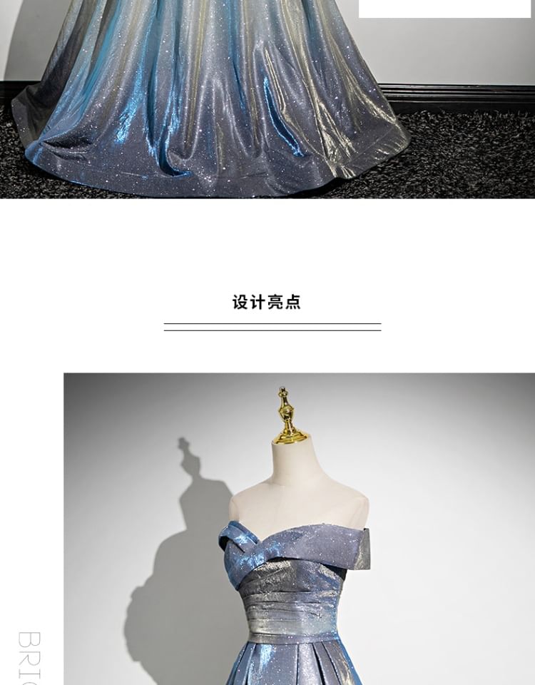 Evening Glossy A-Line Gown Strapless