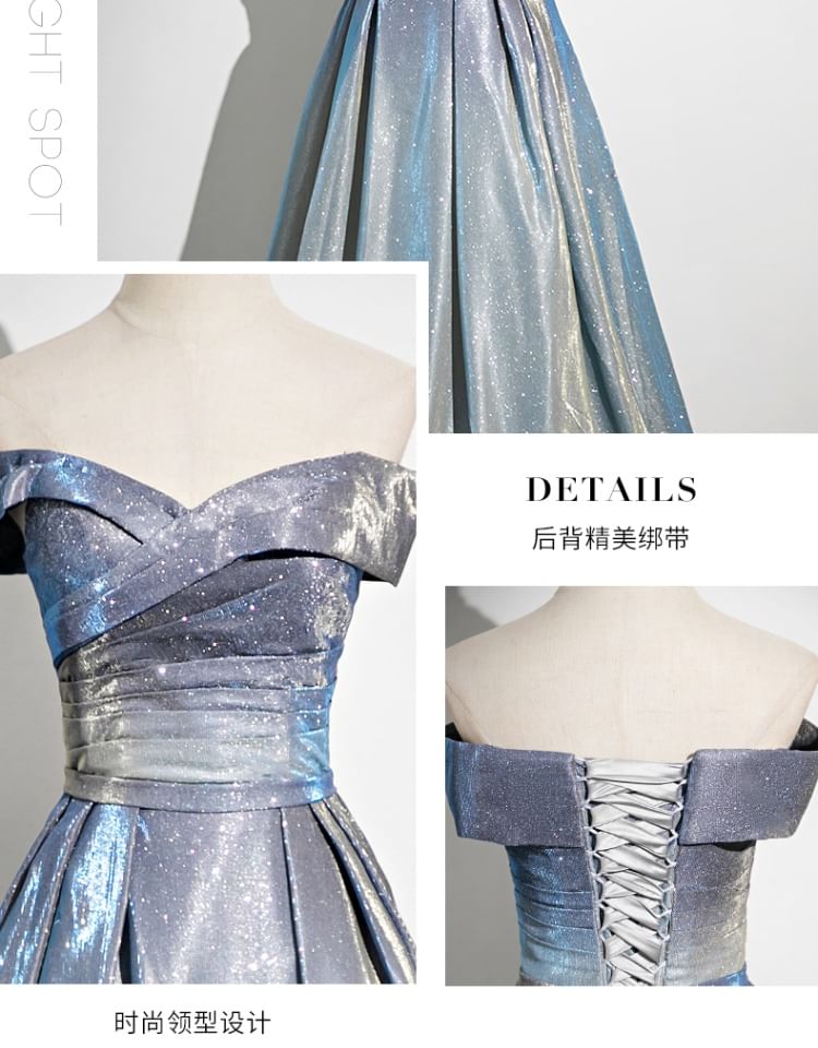 Evening Glossy A-Line Gown Strapless