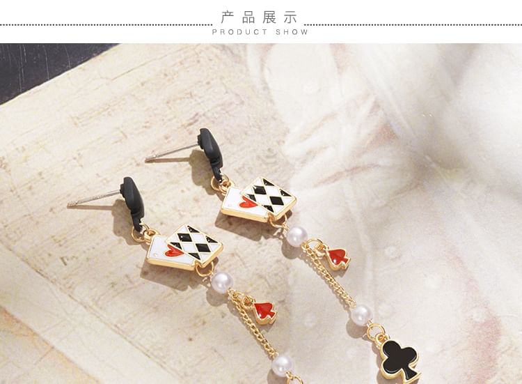 Sterling Print Poker Silver Earring Ear / Cuff Stud Card