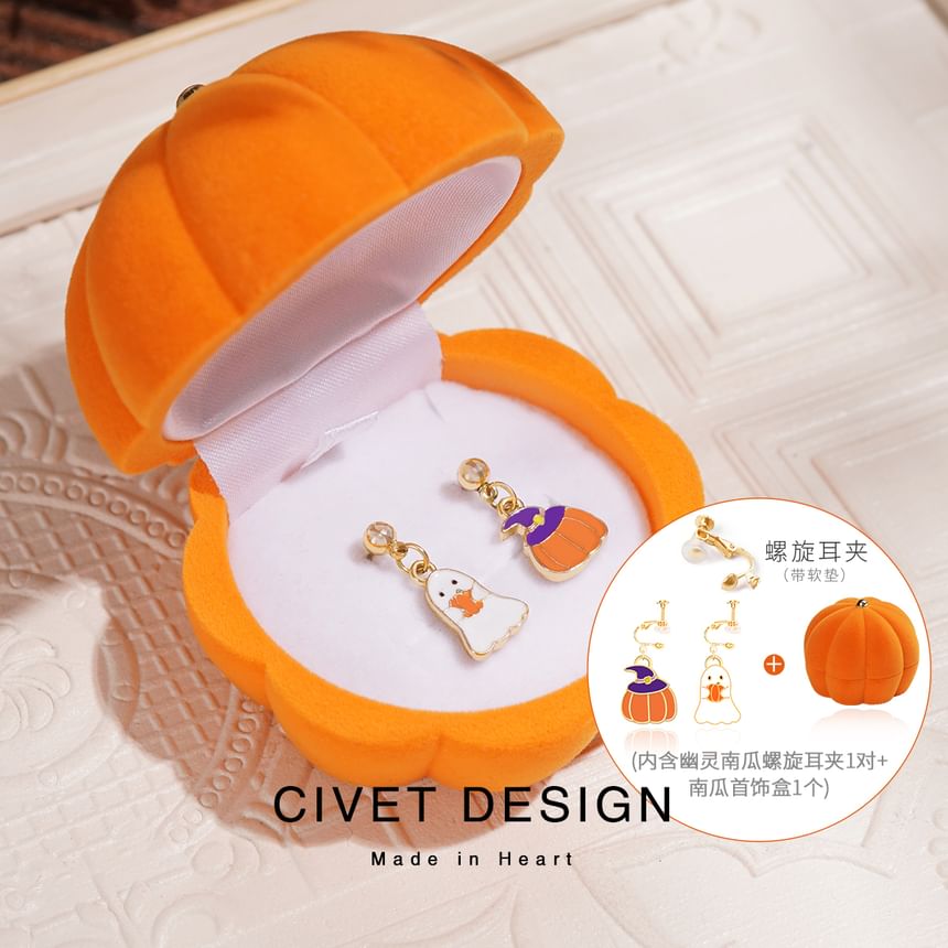 Jewelry Box Pumpkin Phantom Earring + Halloween Velvet