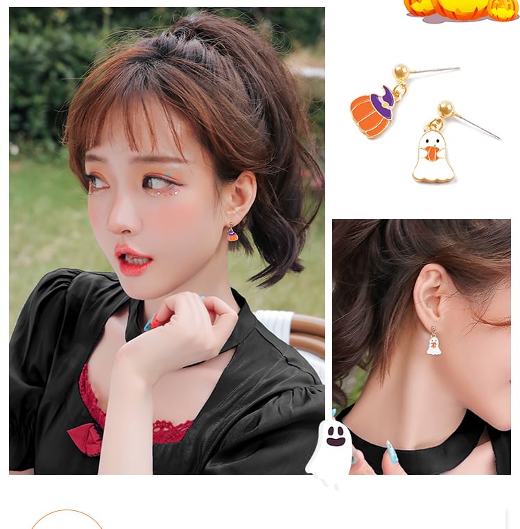Jewelry Box Pumpkin Phantom Earring + Halloween Velvet