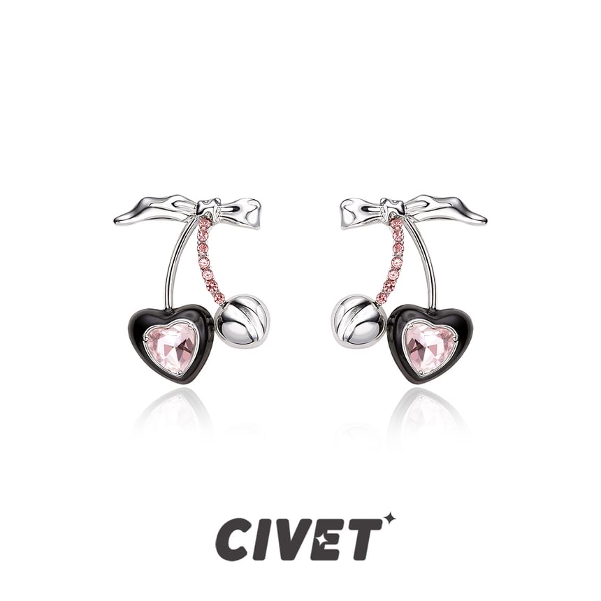 Rhinestone / Sterling Silver Stud Earring Cherry Ear Cuff