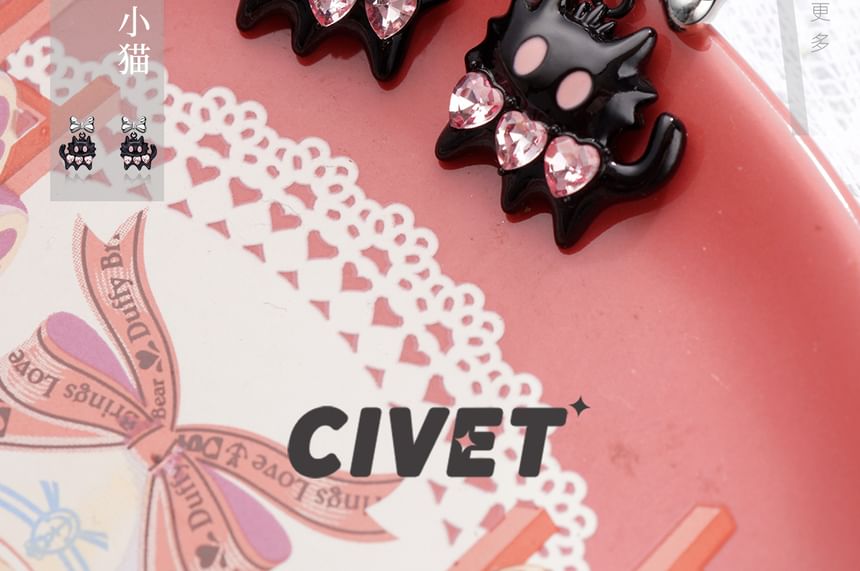 Color Cuff Silver Sterling Cat Earring Block Ear / Stud