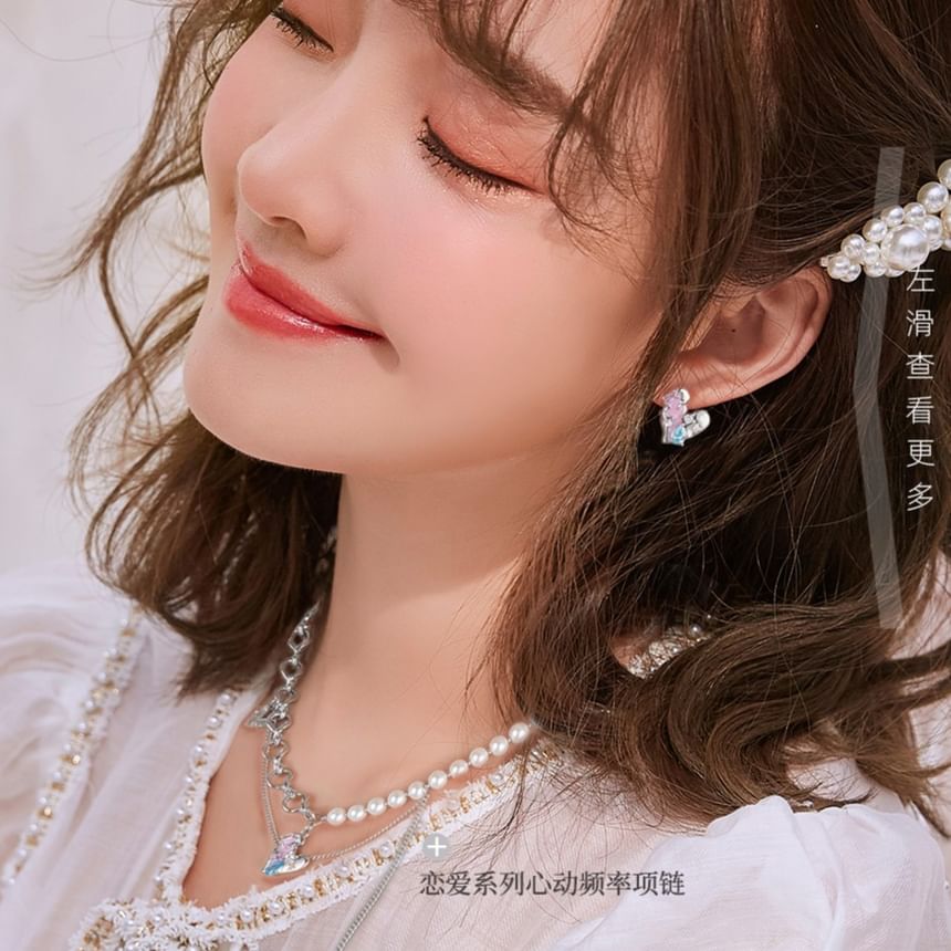 Sterling Earring Panel Cuff Silver Ear Heart Stud /